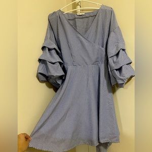 A'gaci Women vertical striped casual ethnic dress L